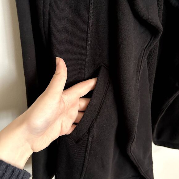 Saturday Sunday Anthropologie Black Drape Terry Cardigan Jacket - Picture 4 of 7